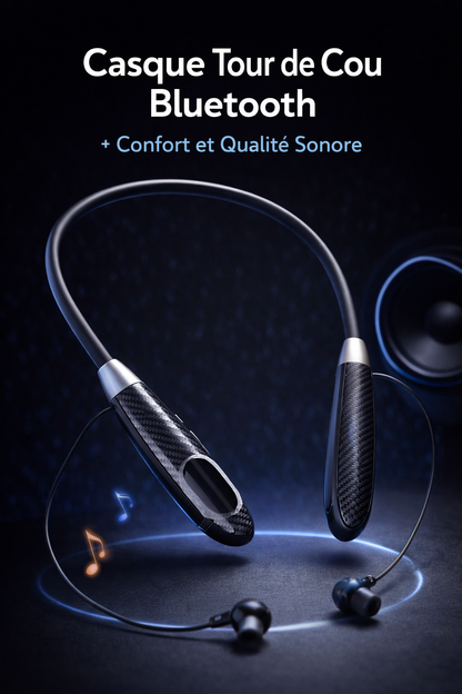 🎧 Casque Bluetooth Tour de Cou – Liberté Totale & Son Puissant