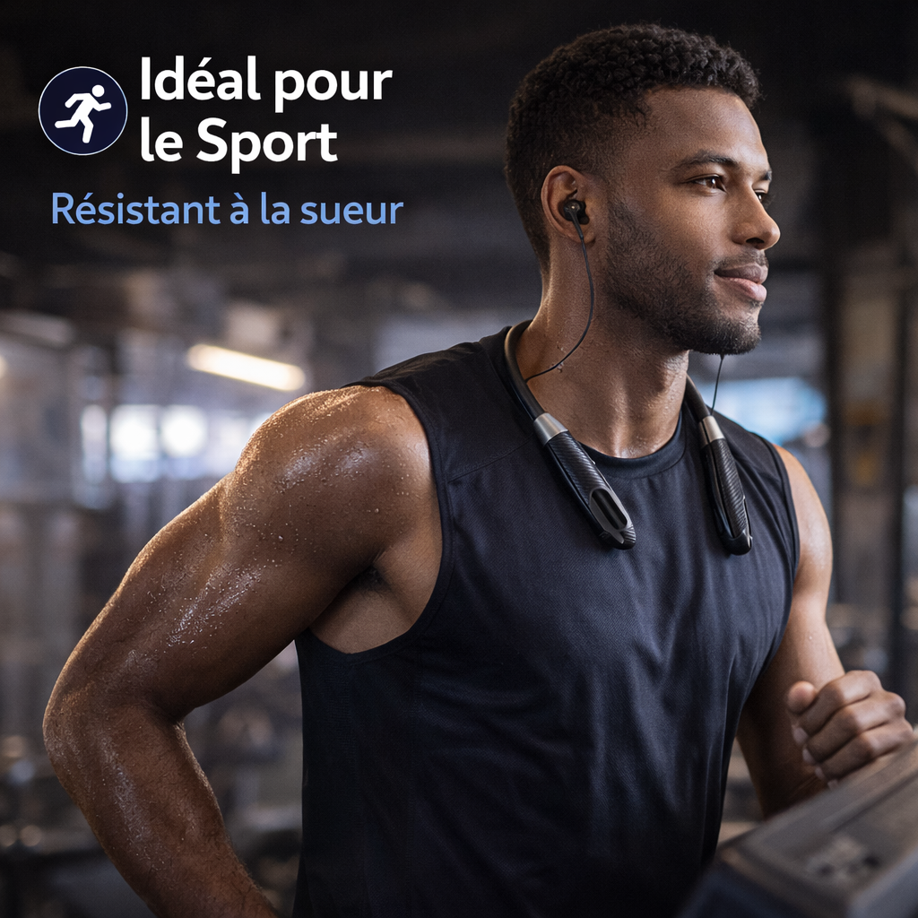 🎧 Casque Bluetooth Tour de Cou – Liberté Totale & Son Puissant