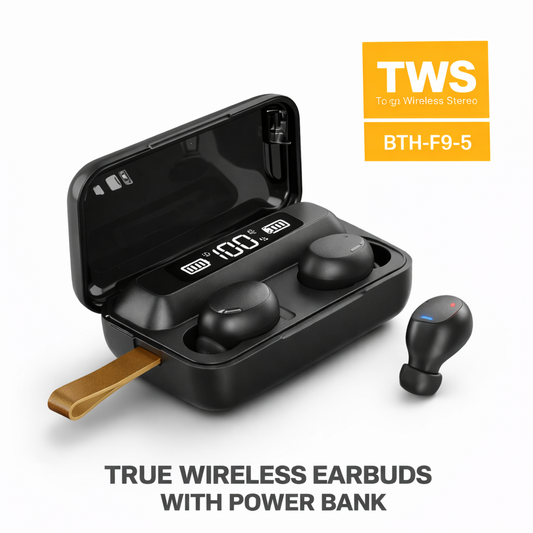 🎧 Écouteurs Sans Fil Bluetooth TWS BTH-F9-5 avec Power Bank
